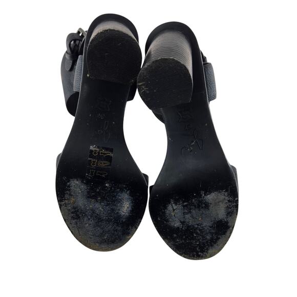 Joie Heels Womens 7 (37) Black Leather Wide Ankle Cuff Open Toe 3.5" Heel - Picture 8 of 12